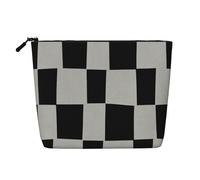 Beauty case con stampa a forme monocromatiche, grande astuccio per cosmetici per oggetti essenziali da viaggio e regali di compleanno, Controllo blocco monocromatico, One Size