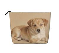 Beauty case con stampa a forme monocromatiche, grande astuccio per cosmetici per oggetti essenziali da viaggio e regali di compleanno, Cane Marrone Chiaro, One Size