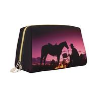 Beauty case con stampa Cowboy West borsa da toilette versatile borsa cosmetica di grande capacità per donne, bianco, Taglia unica, Beauty case