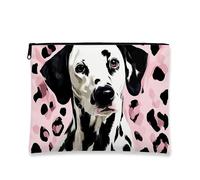Beauty case con stampa dalmata, borsa da viaggio per donne, in tela portatile, con cerniera, per amanti degli animali, borsa da toeletta per tutte le stagioni, Nero, Bianco, 7x9 Inch, Dalmata