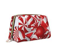 Beauty case con stampa di bastoncini di zucchero borsa da toilette versatile portatile borsa cosmetica di grande capacità per le donne, bianco, Taglia unica, Beauty case