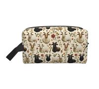 Beauty case con stampa di capre e fiori, per uomini e donne, articoli da toeletta da viaggio, trousse da appendere, accessori da viaggio