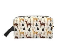 Beauty case con stampa di cervi e uccelli della foresta, per uomo e donna, borsa da viaggio per cosmetici, articoli da toeletta sospesi, borse da barba per accessori da viaggio