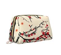 Beauty case con stampa di fiori di ciliegio borsa da toilette versatile portatile borsa cosmetica di grande capacità per le donne, bianco, Taglia unica, Beauty case