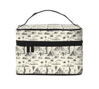 Beauty case con stampa di paesaggi con cactus occidentali, graziose borse per cosmetici da donna, grande borsa organizer da viaggio per il trucco