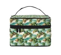 Beauty case con stampa di spiaggia tropicale Hawaii, graziose borse per cosmetici da donna, grande borsa organizer da viaggio per il trucco