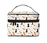 Beauty case con stampa di un cucciolo di cane, grazioso beauty case da donna, grande borsa organizer da viaggio per il trucco