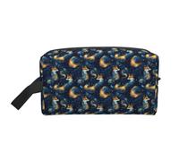 Beauty case con stampa di volpe e cielo stellato, per uomini e donne, borsa da viaggio per cosmetici, articoli da toeletta sospesi, borse da barba per accessori da viaggio