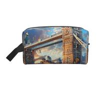 Beauty case con stampa floreale di San Valentino per donne, organizer da viaggio per articoli da toeletta, grande capacità, con manico, Bridge a Londra, Taglia unica, Astuccio per trucchi