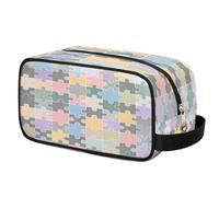 Beauty case con stampa puzzle per autismo, borsa da viaggio per cosmetici, borsa da barba impermeabile in poliestere per uomini, donne e bambini, organizer portatile per bagno, palestra, vacanze