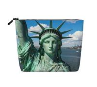 Beauty case con stampa tropicale sul mare, grande astuccio per cosmetici per oggetti essenziali da viaggio e regali di compleanno, Statua della Libertà, One Size