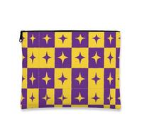Beauty case con stelle geometriche, astuccio da viaggio vintage viola giallo per donne, organizer portatile in tela con cerniera, borsa da toilette per la cura della pelle delle vacanze, Viola, 7x9
