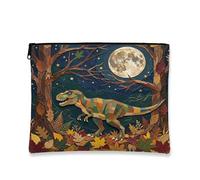 Beauty case con tirannosauro autunnale Rex, borsa da viaggio per donne, piccola borsa portatile in tela con cerniera, borsa da toeletta con dinosauro, 17,8 x 22,9 cm