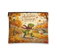Beauty case con tirannosauro autunnale Rex, borsa da viaggio per donne, piccola borsa portatile in tela con cerniera, borsa da toilette con dinosauro, 17,8 x 22,9 cm