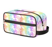 Beauty case con unicorni arcobaleno, per donne, uomini, bambini, ragazze, ragazzi, cavalli, unicorni, beauty case da viaggio, articoli da toeletta per cosmetici, organizer da doccia, Colore, Taglia