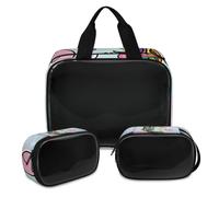 Beauty case con unicorno magico a forma di squame di pesce, per donne e uomini, borsa per cosmetici traslucida con unicorno, borsa da doccia, 3 pezzi da viaggio per articoli da toeletta organizer per