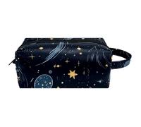 Beauty case da appendere con grazioso cielo notturno, pianeti, comete, costellazioni, borsa da viaggio in pelle resistente all'acqua, con manico, custodia portatile per cosmetici, per donne, uomini e