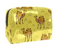 Beauty case da donna, a forma di cammelli geometrici, per articoli da toeletta da viaggio, grande, in PVC, pratico organizer con cerniera, Multi, 18.5x7.5x13cm/7.3x3x5.1in, Beauty case