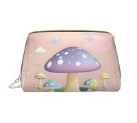 Beauty case da donna a forma di fungo in stile cartone animato, grande capacità, borsa da viaggio in pelle PU con cerniera, organizer portatile e ampio, bianco, taglia unica