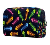 Beauty case da donna, a forma di lisca di pesce, rosa, verde, blu, arancione, per articoli da toeletta da viaggio, grande, con cerniera, Multi, 18.5x7.5x13cm/7.3x3x5.1in, Beauty case