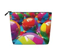 Beauty case da donna a tema spiaggia, organizer da viaggio portatile, borsa da toilette con chiusura a zip, Palla colorata, Taglia unica