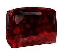 Beauty case da donna, adorabile e spazioso beauty case da viaggio con cuori rosa, grazioso beauty case organizer per accessori come regalo, Multicolore 03, 18.5x7.5x13cm/7.3x3x5.1in, Beauty Case