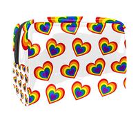 Beauty case da donna, adorabile e spazioso beauty case da viaggio con cuori rosa, grazioso beauty case organizer per accessori come regalo, Multicolore 05, 18.5x7.5x13cm/7.3x3x5.1in, Beauty Case