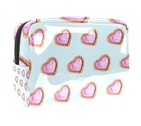 Beauty case da donna, adorabile e spazioso beauty case da viaggio con cuori rosa, grazioso beauty case organizer per accessori come regalo, Multicolore 01, 18.5x7.5x13cm/7.3x3x5.1in, Beauty Case