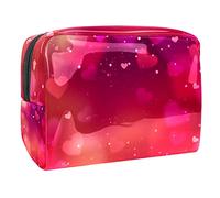 Beauty case da donna, adorabile e spazioso beauty case da viaggio con cuori rosa, grazioso beauty case organizer per accessori come regalo, Multicolore 02, 18.5x7.5x13cm/7.3x3x5.1in, Beauty Case