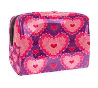 Beauty case da donna, adorabile e spazioso beauty case da viaggio con cuori rosa, grazioso beauty case organizer per accessori come regalo, Multicolore 09, 18.5x7.5x13cm/7.3x3x5.1in, Beauty Case