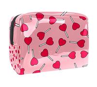 Beauty case da donna, adorabile e spazioso beauty case da viaggio con cuori rosa, grazioso beauty case organizer per accessori come regalo, Multicolore 10., 18.5x7.5x13cm/7.3x3x5.1in, Beauty Case