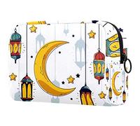 Beauty case da donna, adorabile e spazioso beauty case da viaggio, stelle, luna, nuvole, sfondo blu, accessori organizer come regalo, Multicolore 05, 18.5x7.5x13cm/7.3x3x5.1in, Beauty Case