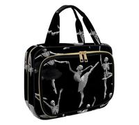 Beauty case da donna, borsa da toilette da viaggio, con divertente gatto che cavalca una balena, organizer per cosmetici e articoli da toeletta per accessori essenziali da viaggio, Multicolore 17, M
