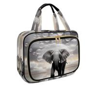Beauty case da donna, borsa da toilette da viaggio, con divertente gatto che cavalca una balena, organizer per cosmetici e articoli da toeletta per accessori essenziali da viaggio, Multicolore 20, M