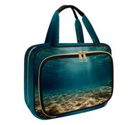 Beauty case da donna, borsa da toilette da viaggio, con divertente gatto che cavalca una balena, organizer per cosmetici e articoli da toeletta per accessori essenziali da viaggio, Multicolore 3, M