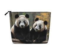 Beauty case da donna, con albero con farfalle, portatile, da viaggio, organizer quotidiano con cerniera, Due grandi panda., Taglia unica