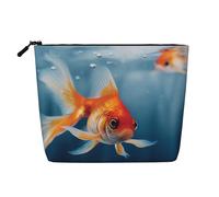 Beauty case da donna, con albero con farfalle, portatile, da viaggio, organizer quotidiano con cerniera, Piccoli pesci rossi che nuotano nell'acqua, Taglia unica
