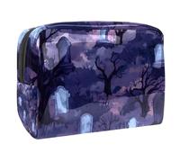 Beauty case da donna con albero morto di Halloween Graves, borsa da viaggio grande in PVC per trucchi, pratica custodia organizer con cerniera, Multi, 18.5x7.5x13cm/7.3x3x5.1in, Beauty case