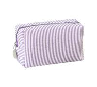 Beauty case da donna con ampio spazio di archiviazione, chiusure sicure per sacchetto essenziale, borsa per il trucco di grande capacità, Strisce viola, Bellezza di massa