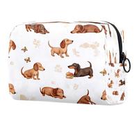 Beauty case da donna, con bassotti che dormono e per articoli da toeletta da viaggio, grande, pratica borsa organizer con cerniera, Multi, 18.5x7.5x13cm/7.3x3x5.1in, Beauty case