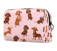 Beauty case da donna con bassotto tedesco, borsa da viaggio per articoli da toeletta grandi, pratica borsa organizer con cerniera, Multi, 18.5x7.5x13cm/7.3x3x5.1in, Beauty case