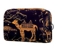 Beauty case da donna, con cactus cammello sul deserto e lampada, borsa da viaggio per articoli da toeletta grande, pratica borsa organizer con cerniera, Multi, 18.5x7.5x13cm/7.3x3x5.1in, Beauty case