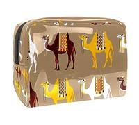 Beauty case da donna, con cammelli egiziani, per articoli da toeletta da viaggio, grande, in PVC, pratico astuccio organizer con cerniera, Multi, 18.5x7.5x13cm/7.3x3x5.1in, Beauty case