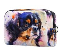 Beauty case da donna con cane Cavalier King Charles Spaniel, borsa da viaggio per articoli da toeletta grande, pratica borsa organizer con cerniera, Multi, 18.5x7.5x13cm/7.3x3x5.1in, Beauty case