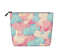 Beauty case da donna, con caramelle e lecca-lecca, portatile, da viaggio, organizer quotidiano con cerniera, Cotton Candy., Taglia unica