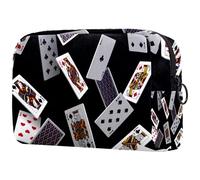 Beauty case da donna, con cerniera e scomparti per carte da poker che cadono, Multi, 18.5x7.5x13cm/7.3x3x5.1in, Beauty case