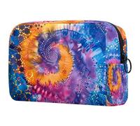 Beauty case da donna con cerniera e tintura a nodi, grazioso organizer da viaggio per cosmetici, Multi, 18.5x7.5x13cm/7.3x3x5.1in, Art Deco