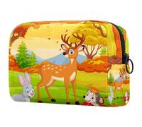 Beauty case da donna, con cervo riccio e coniglio nella foresta di Antumn, borsa da viaggio per articoli da toeletta grande, pratica borsa organizer con cerniera, Multi, 18.5x7.5x13cm/7.3x3x5.1in,