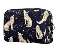 Beauty case da donna, con costellazioni di lupi che ululano, borsa da viaggio per articoli da toeletta grandi, pratica borsa organizer con cerniera, Multi, 18.5x7.5x13cm/7.3x3x5.1in, Beauty case