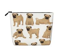 Beauty case da donna con cuore innamorato di San Valentino, organizer da viaggio portatile, borsa da toilette con chiusura a zip, Pug Puppy, Taglia unica